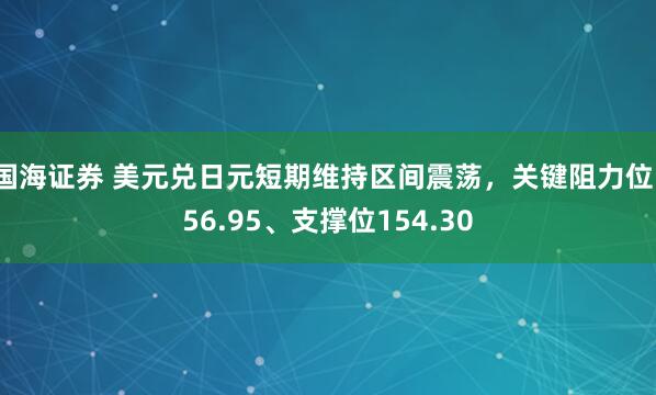 国海证券 美元兑日元短期维持区间震荡,关键阻力位156.95、支撑位154.30