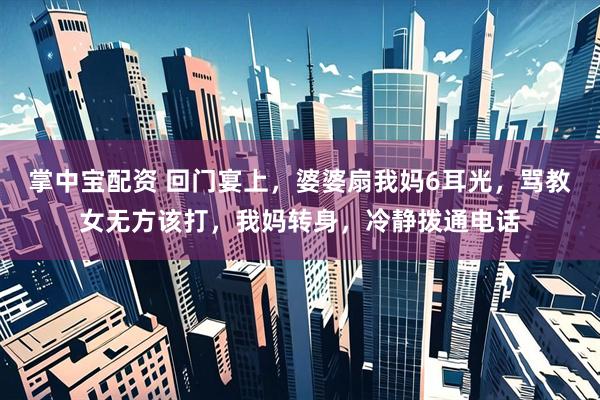掌中宝配资 回门宴上，婆婆扇我妈6耳光，骂教女无方该打，我妈转身，冷静拨通电话